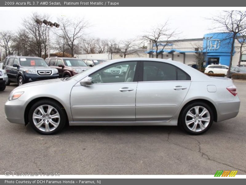 Platinum Frost Metallic / Taupe 2009 Acura RL 3.7 AWD Sedan