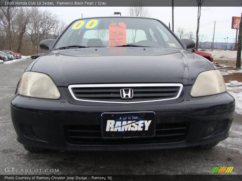Flamenco Black Pearl / Gray 2000 Honda Civic LX Sedan