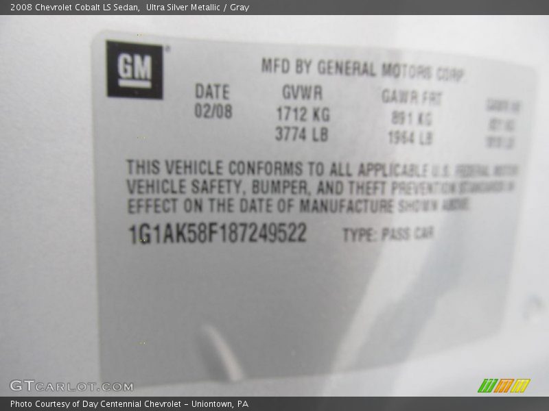 Ultra Silver Metallic / Gray 2008 Chevrolet Cobalt LS Sedan