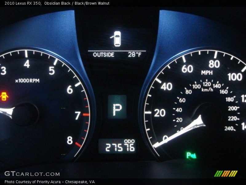 Obsidian Black / Black/Brown Walnut 2010 Lexus RX 350
