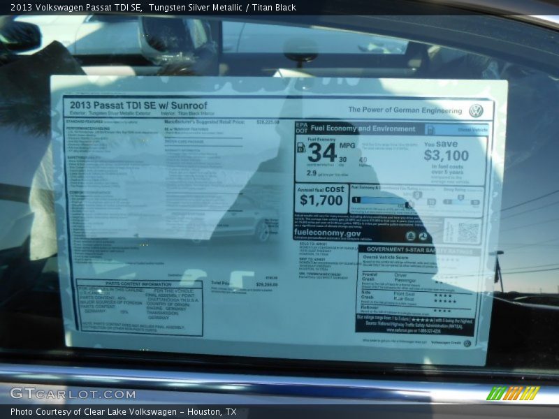 Tungsten Silver Metallic / Titan Black 2013 Volkswagen Passat TDI SE