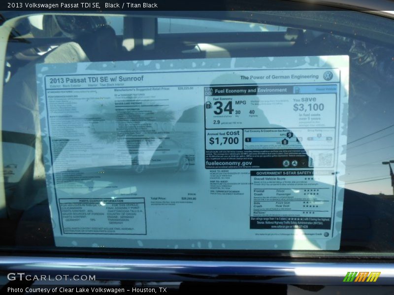Black / Titan Black 2013 Volkswagen Passat TDI SE