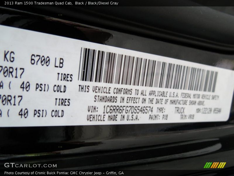 Black / Black/Diesel Gray 2013 Ram 1500 Tradesman Quad Cab