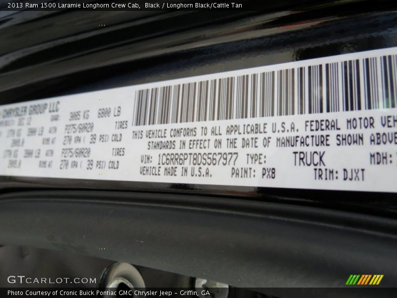 2013 1500 Laramie Longhorn Crew Cab Black Color Code PX8