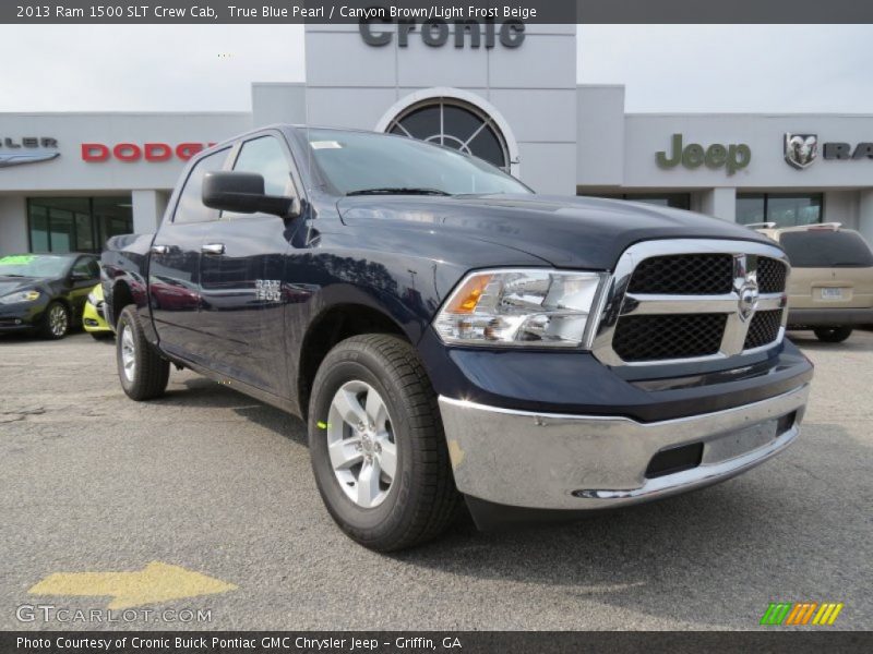 True Blue Pearl / Canyon Brown/Light Frost Beige 2013 Ram 1500 SLT Crew Cab