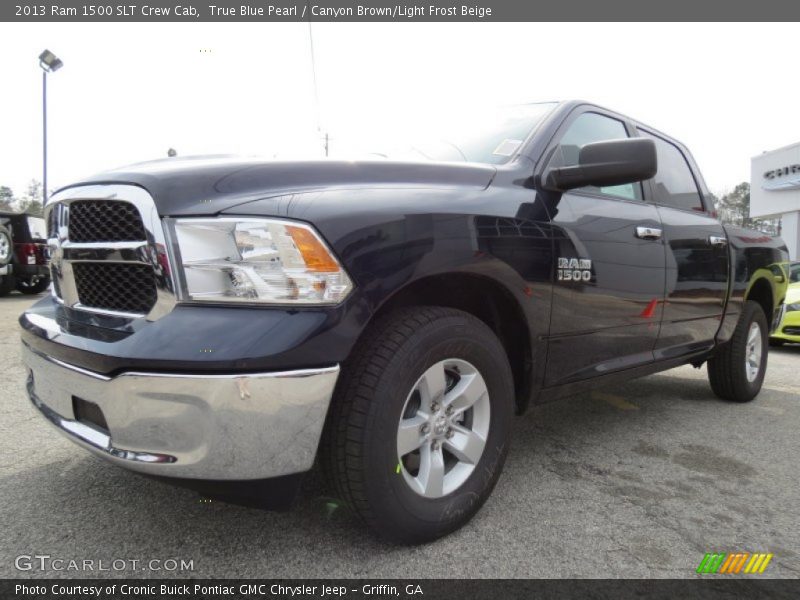 True Blue Pearl / Canyon Brown/Light Frost Beige 2013 Ram 1500 SLT Crew Cab