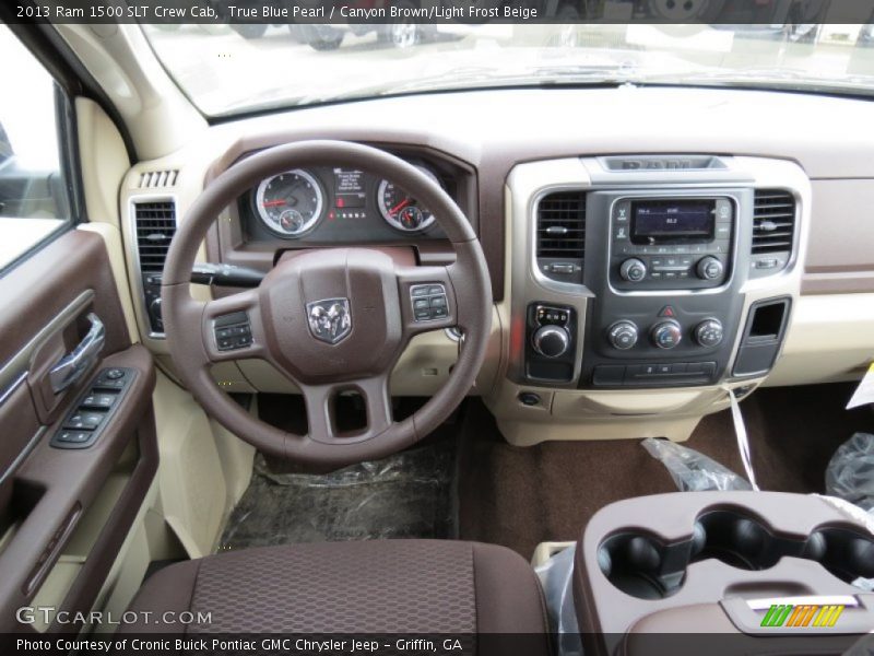 True Blue Pearl / Canyon Brown/Light Frost Beige 2013 Ram 1500 SLT Crew Cab
