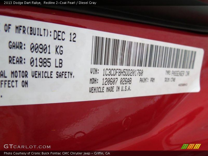 Redline 2-Coat Pearl / Diesel Gray 2013 Dodge Dart Rallye