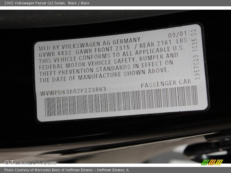 Black / Black 2002 Volkswagen Passat GLS Sedan