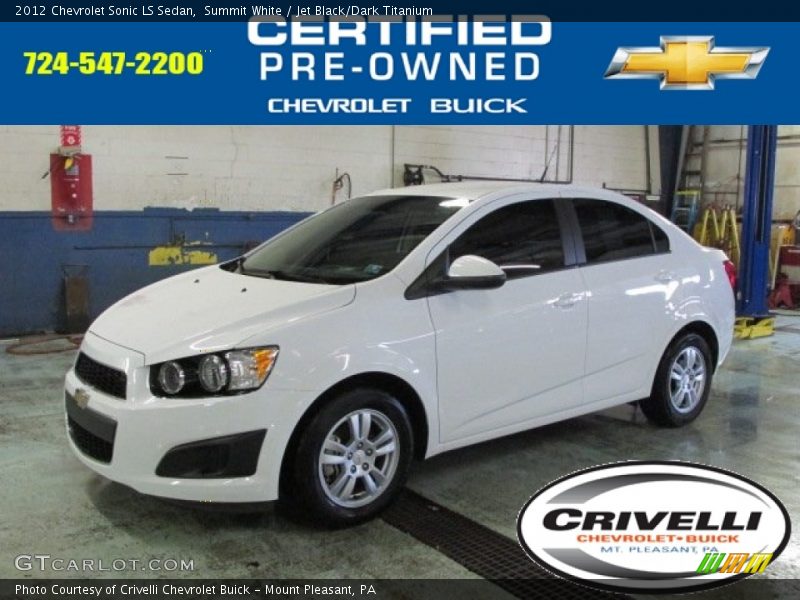 Summit White / Jet Black/Dark Titanium 2012 Chevrolet Sonic LS Sedan