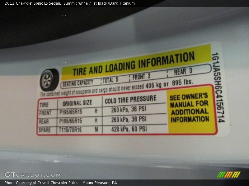 Summit White / Jet Black/Dark Titanium 2012 Chevrolet Sonic LS Sedan