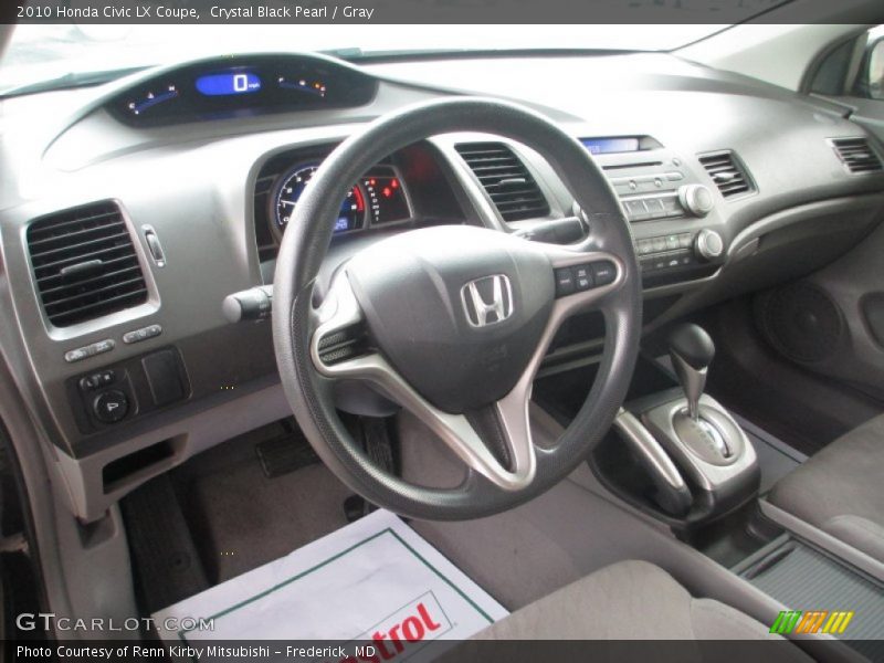 Crystal Black Pearl / Gray 2010 Honda Civic LX Coupe