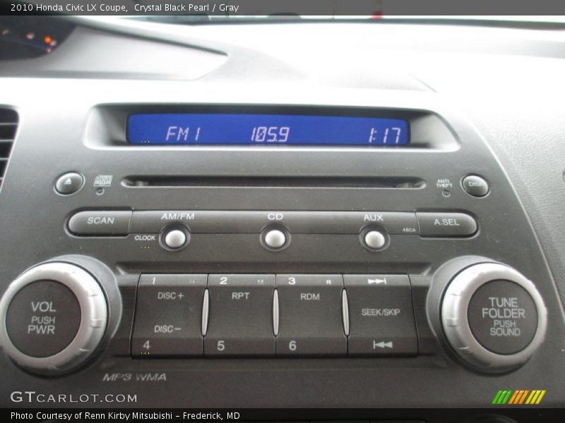 Crystal Black Pearl / Gray 2010 Honda Civic LX Coupe