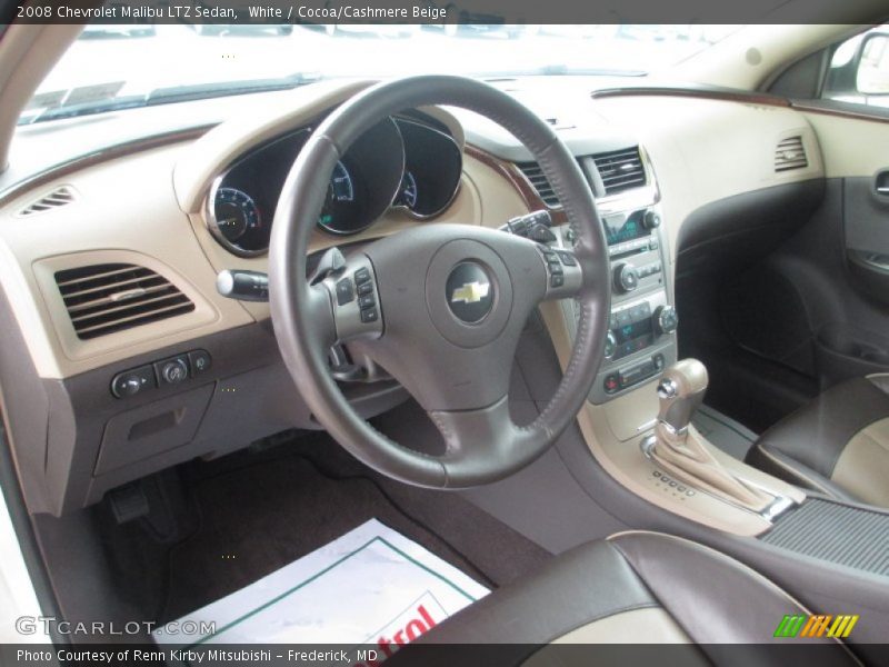 White / Cocoa/Cashmere Beige 2008 Chevrolet Malibu LTZ Sedan
