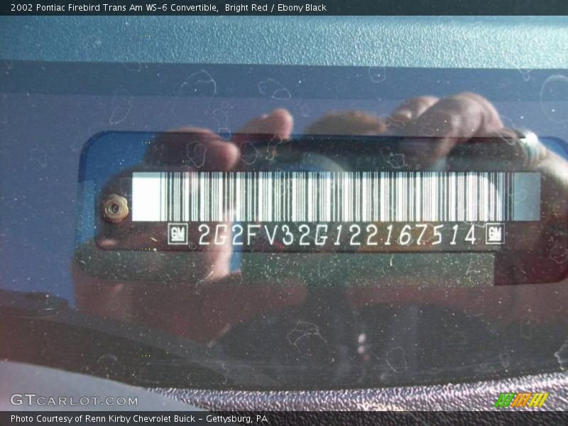 Bright Red / Ebony Black 2002 Pontiac Firebird Trans Am WS-6 Convertible
