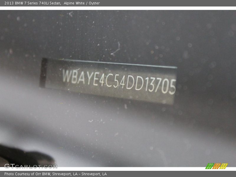 Alpine White / Oyster 2013 BMW 7 Series 740Li Sedan