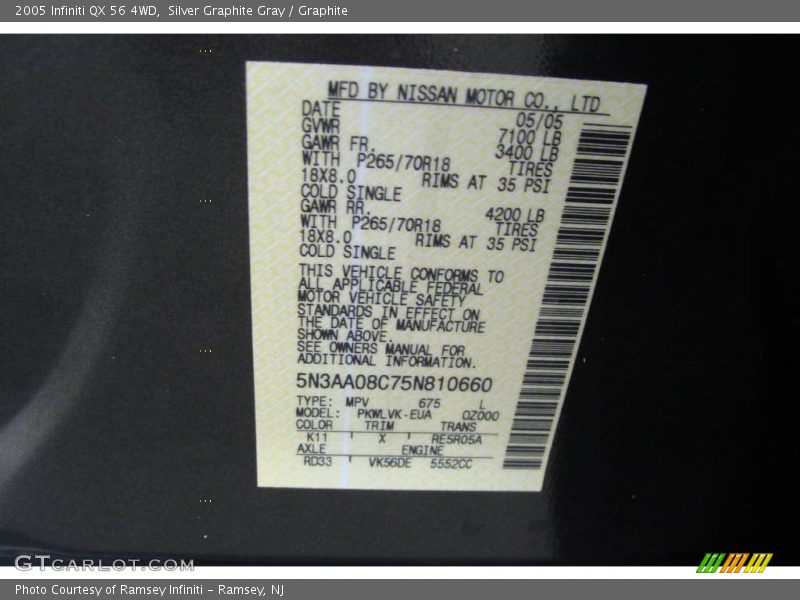Silver Graphite Gray / Graphite 2005 Infiniti QX 56 4WD