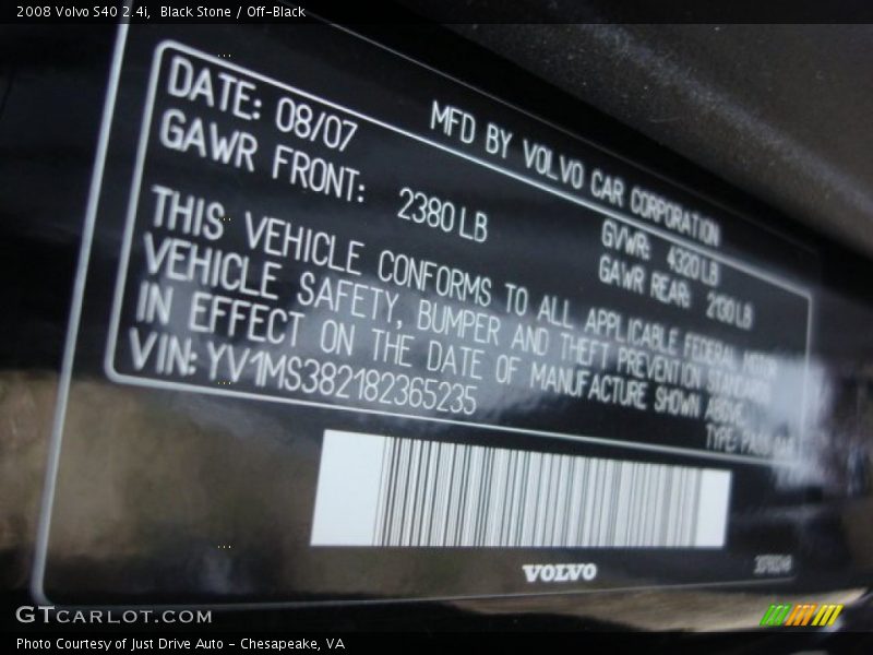 Black Stone / Off-Black 2008 Volvo S40 2.4i