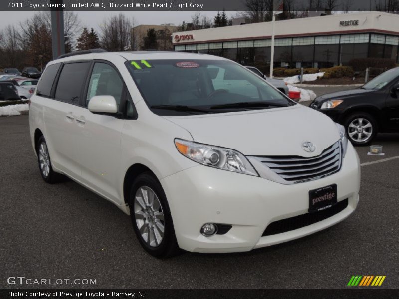 Blizzard White Pearl / Light Gray 2011 Toyota Sienna Limited AWD