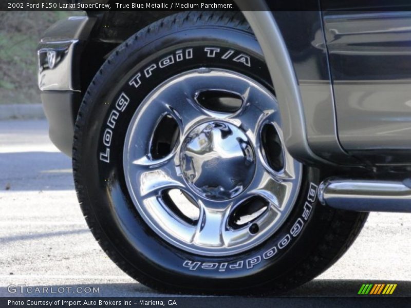 True Blue Metallic / Medium Parchment 2002 Ford F150 Lariat SuperCrew