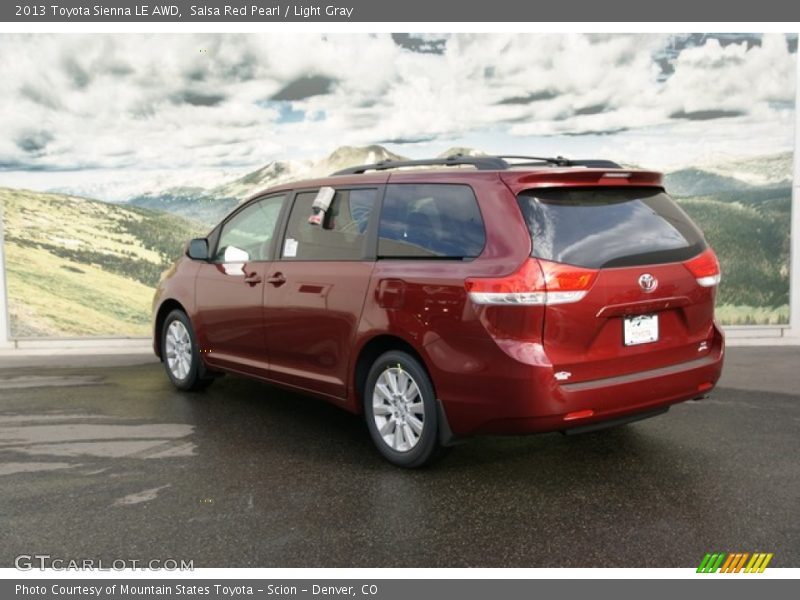 Salsa Red Pearl / Light Gray 2013 Toyota Sienna LE AWD