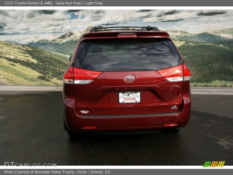 Salsa Red Pearl / Light Gray 2013 Toyota Sienna LE AWD