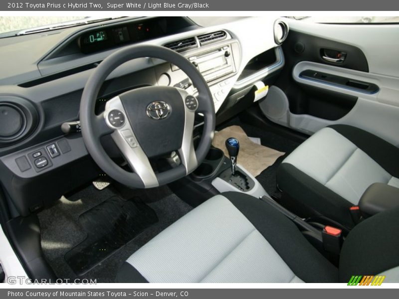 Super White / Light Blue Gray/Black 2012 Toyota Prius c Hybrid Two