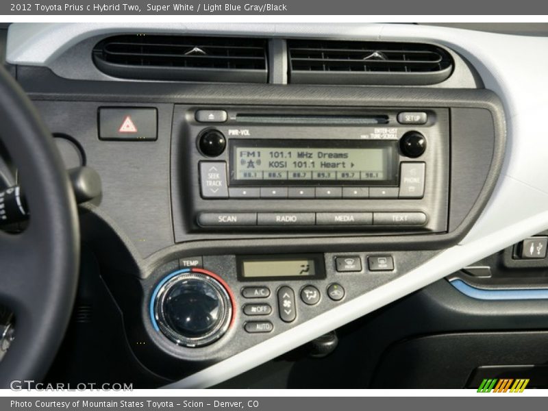 Super White / Light Blue Gray/Black 2012 Toyota Prius c Hybrid Two