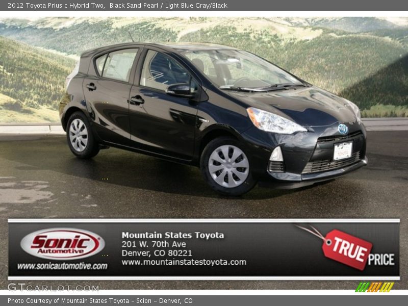 Black Sand Pearl / Light Blue Gray/Black 2012 Toyota Prius c Hybrid Two