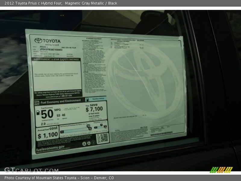 Magnetic Gray Metallic / Black 2012 Toyota Prius c Hybrid Four