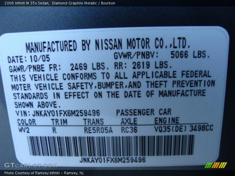 Diamond Graphite Metallic / Bourbon 2006 Infiniti M 35x Sedan