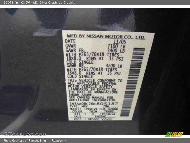 Silver Graphite / Graphite 2006 Infiniti QX 56 4WD