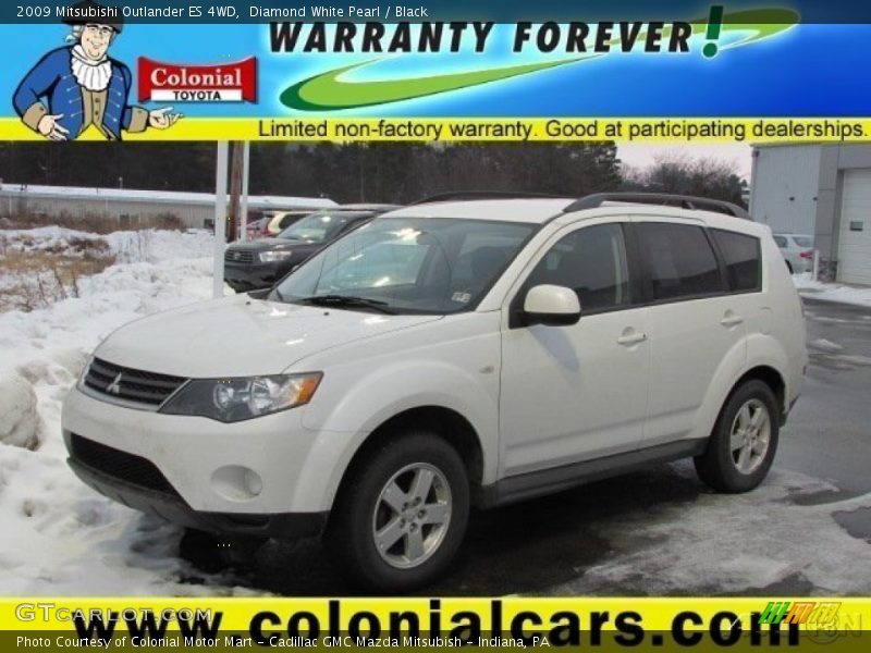 Diamond White Pearl / Black 2009 Mitsubishi Outlander ES 4WD