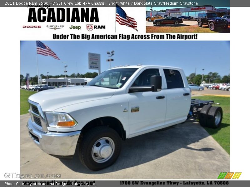 Bright White / Dark Slate Gray/Medium Graystone 2011 Dodge Ram 3500 HD SLT Crew Cab 4x4 Chassis