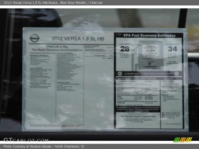 Blue Onyx Metallic / Charcoal 2012 Nissan Versa 1.8 SL Hatchback