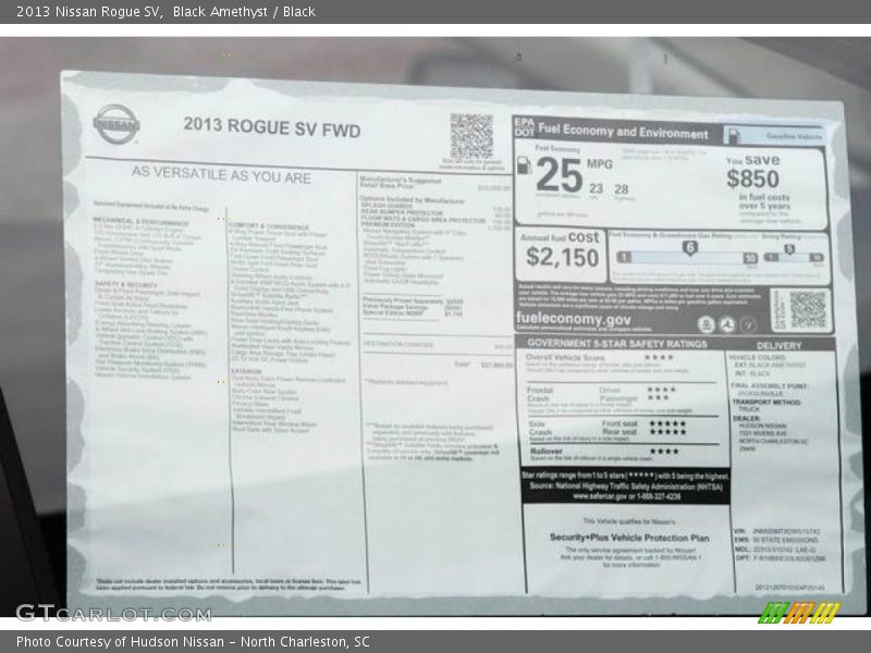 Black Amethyst / Black 2013 Nissan Rogue SV