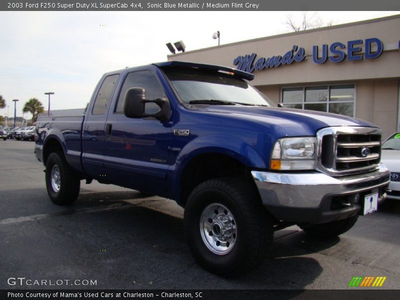 Sonic Blue Metallic / Medium Flint Grey 2003 Ford F250 Super Duty XL SuperCab 4x4