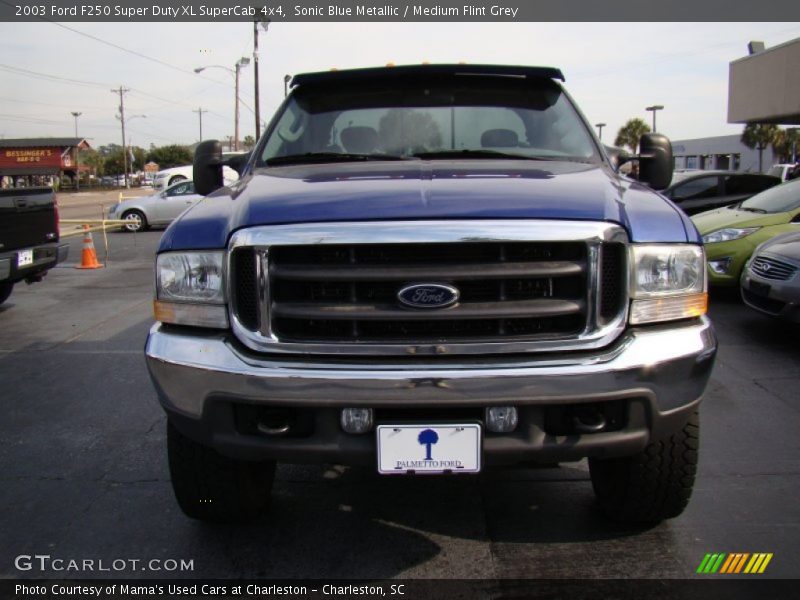 Sonic Blue Metallic / Medium Flint Grey 2003 Ford F250 Super Duty XL SuperCab 4x4