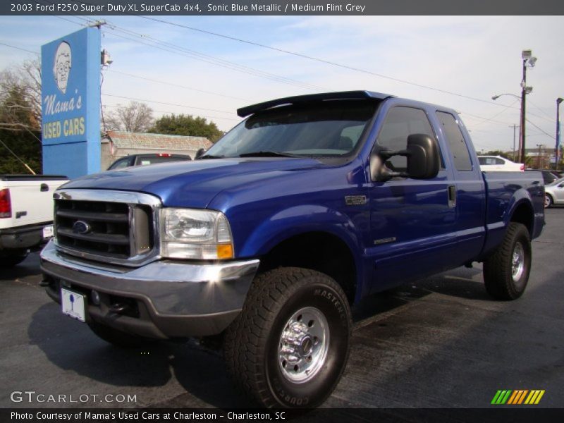 Sonic Blue Metallic / Medium Flint Grey 2003 Ford F250 Super Duty XL SuperCab 4x4