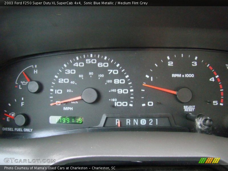 Sonic Blue Metallic / Medium Flint Grey 2003 Ford F250 Super Duty XL SuperCab 4x4