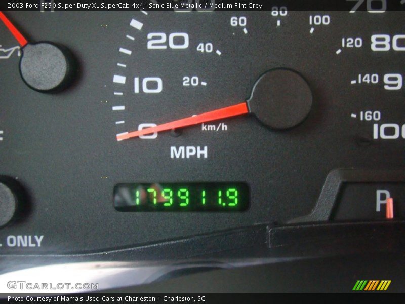 Sonic Blue Metallic / Medium Flint Grey 2003 Ford F250 Super Duty XL SuperCab 4x4