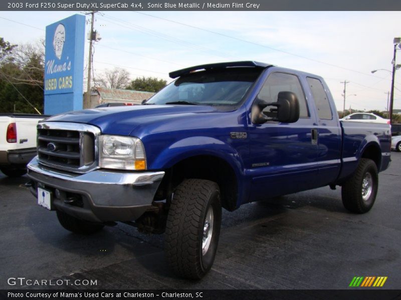 Sonic Blue Metallic / Medium Flint Grey 2003 Ford F250 Super Duty XL SuperCab 4x4