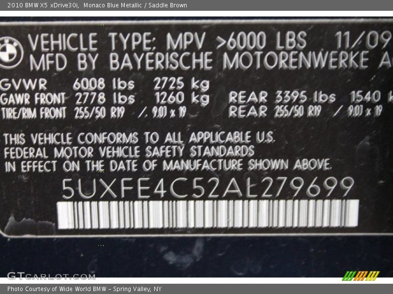 Monaco Blue Metallic / Saddle Brown 2010 BMW X5 xDrive30i