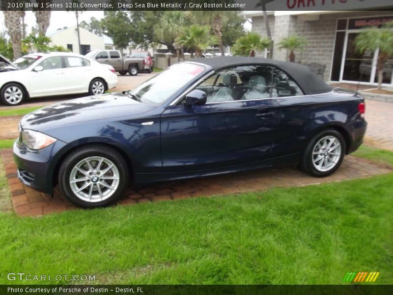 Deep Sea Blue Metallic / Gray Boston Leather 2010 BMW 1 Series 128i Convertible