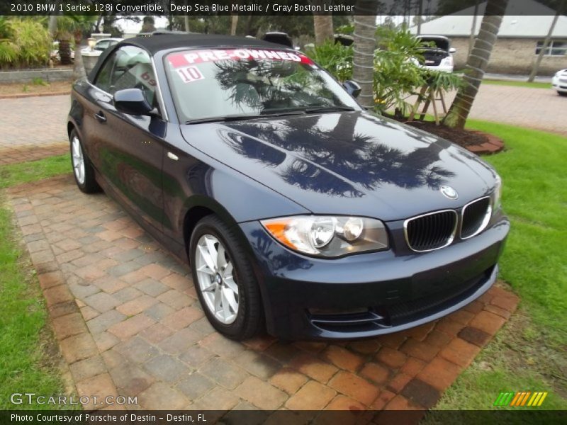 Deep Sea Blue Metallic / Gray Boston Leather 2010 BMW 1 Series 128i Convertible