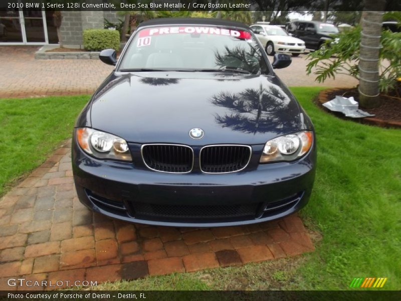 Deep Sea Blue Metallic / Gray Boston Leather 2010 BMW 1 Series 128i Convertible