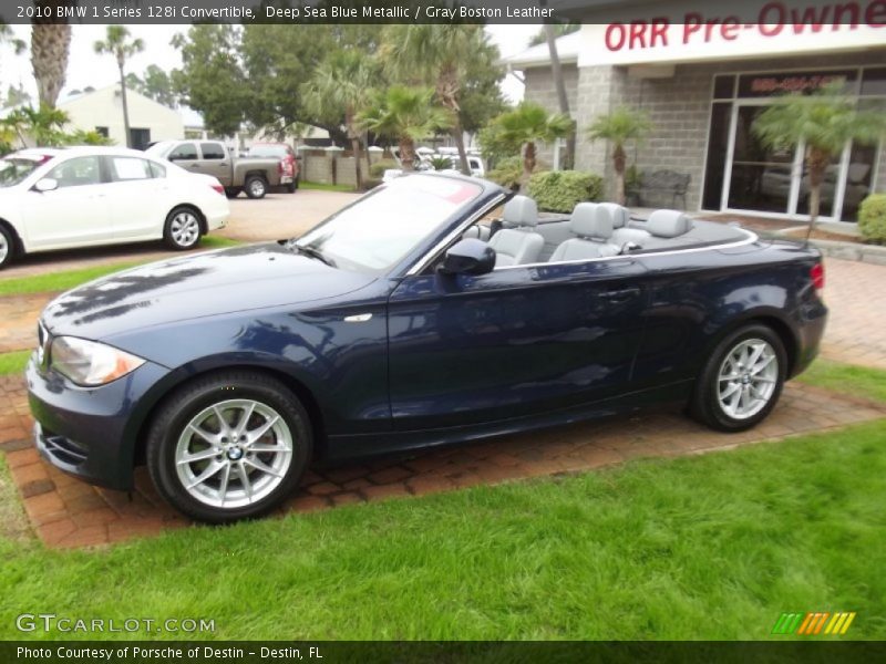 Deep Sea Blue Metallic / Gray Boston Leather 2010 BMW 1 Series 128i Convertible