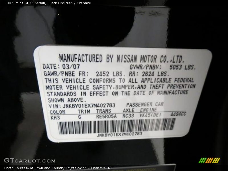 Black Obsidian / Graphite 2007 Infiniti M 45 Sedan