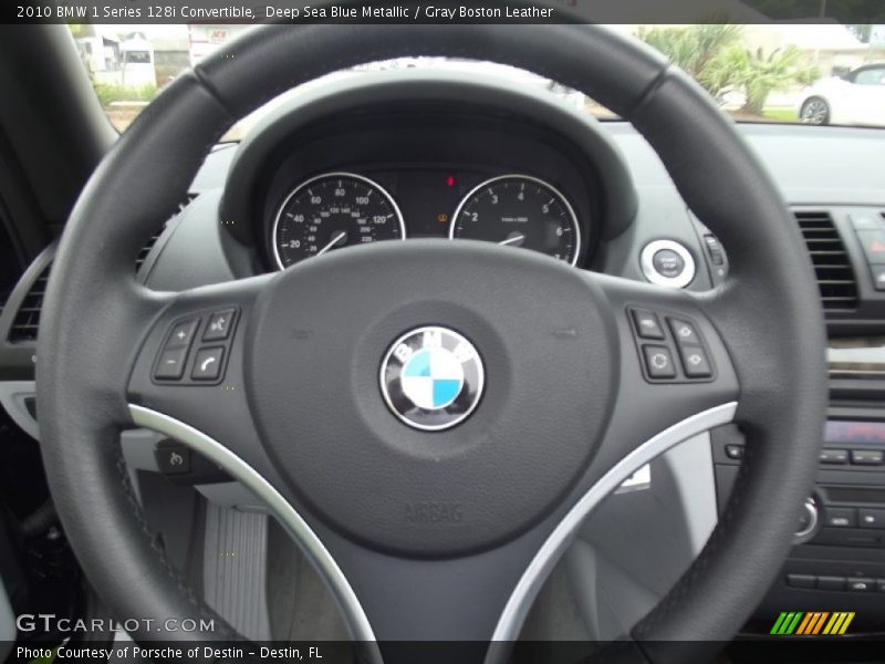 Deep Sea Blue Metallic / Gray Boston Leather 2010 BMW 1 Series 128i Convertible