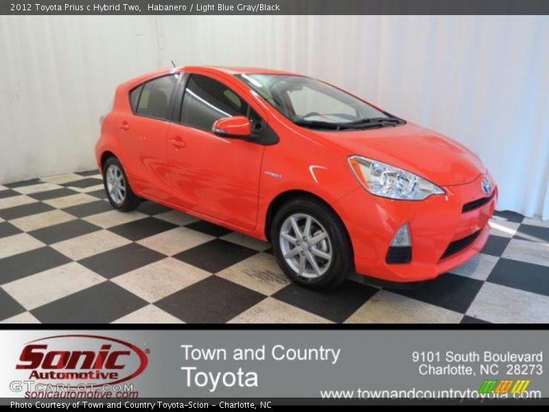 Habanero / Light Blue Gray/Black 2012 Toyota Prius c Hybrid Two